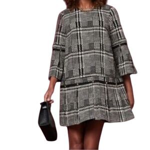 Prose & Poetry Navy Blue & White Plaid Drop Waist Shift Dress Size M